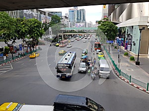 Traffic jam in Bangkok street during rush hour