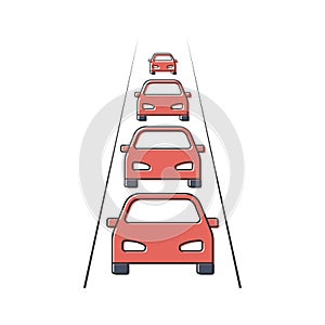 Traffic Jam car vector icon symbol crowded isolated on white background