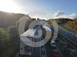 Traffic jam on A14