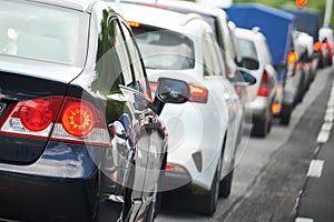 traffic jam or collapse in a city street road