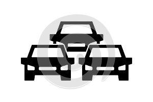 Traffic jam icon, symbol and sign isolated on white