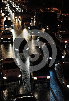 Traffic jam at night