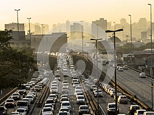 Traffic jam in Radial Leste Avenue