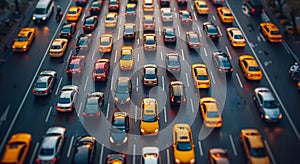 Traffic jam during rush hour in large city on summer evening.Macro.AI Generative