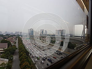 Traffic Jam , view from a Train Window