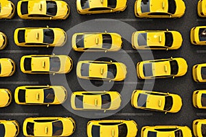 Traffic jam of yellow taxis