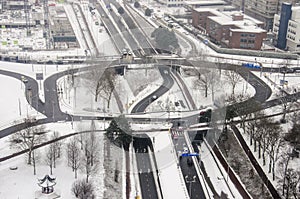 Traffic junction in winter