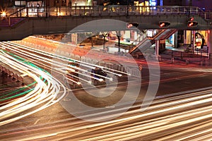 Traffic junctions at night photo