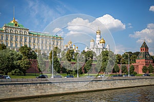 Traffic on Kremlin embankment against Ivan the photo