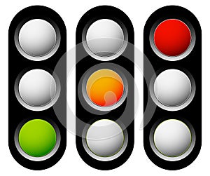 Traffic lamp, traffic light, semaphore icon set