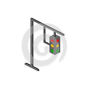 Traffic lamps isometric icon. Element of color isometric road sign icon. Premium quality graphic design icon. Signs and