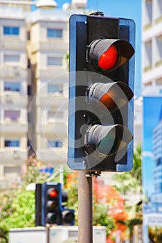 Traffic light on a city street