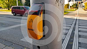 Traffic light control for pedestrians to notify the system they want to cross the crossing