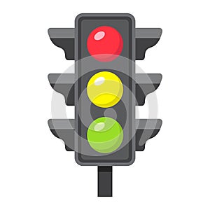 Traffic light flat icon, stoplight and navigation