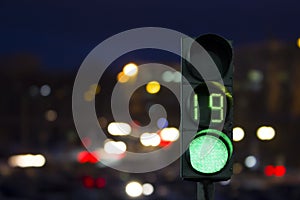 Traffic light green signal on the night