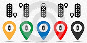 Traffic light icon in location set. Simple glyph, flat illustration element of web, minimalistic theme icons