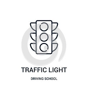 traffic light icon vector from driving school collection. Thin line traffic light outline icon vector illustration