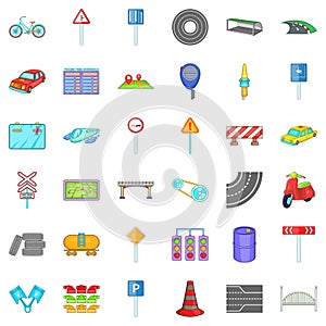 Traffic light icons set, cartoon style