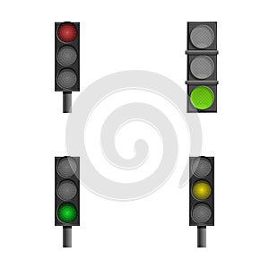 Traffic light icons set cartoon vector. Traffic regulation