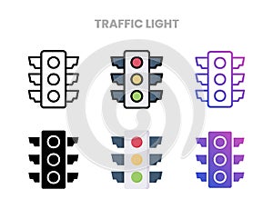 Traffic Light icons set with different styles.