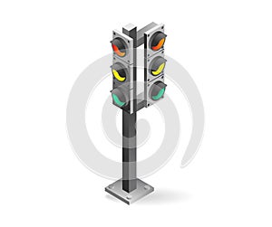 Traffic light illustration isometric flat 3d concept