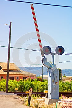 Traffic light indicating level crossing to warn of the passing of trains