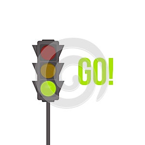 Traffic light isolated icon. Green light vector illustration. Road Intersection, regulation sign, traffic rules design