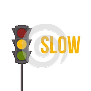 Traffic light isolated icon. Yellow lights vector illustration. Road Intersection, regulation sign, traffic rules design