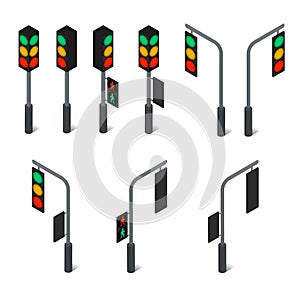 Traffic light. Led backlight. Flat isometric.