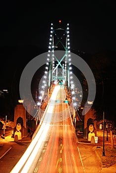 Traffic light on lions gate bridge in Stanley park