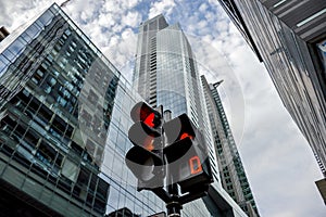 Traffic light in Montreal downtown