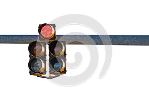 Traffic Light Mounted on Pole Arm Light Showing Red