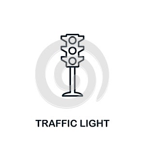 Traffic Light outline icon. Thin style design from city elements icons collection. Pixel perfect symbol of traffic light icon. Web