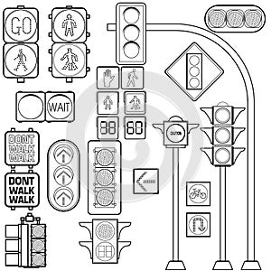 Traffic light outline vector