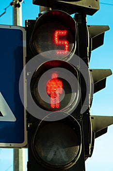 traffic light for pedestrians, shining red