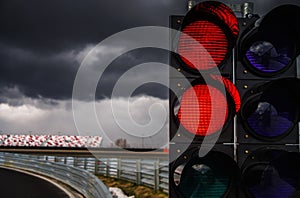 Traffic light on race track