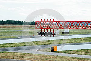 traffic light on a race track. start of the race. sports car ride.