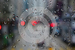 Traffic light rain drop LED light bokeh