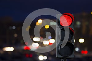 Traffic light red signal night