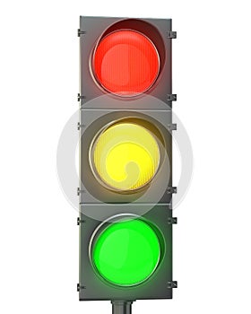 Traffic light with red, yellow and green lights