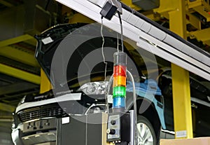 The traffic light for regulation of work of the conveyor line of