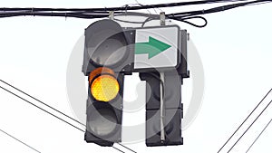 Traffic light on the road regulates traffic