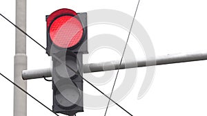 Traffic light on the road regulates traffic