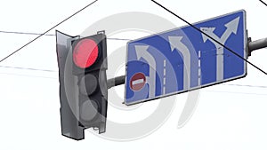 Traffic light on the road regulates traffic