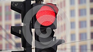 Traffic light on the road regulates traffic