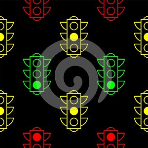 Traffic light seamless pattern, simple vector sign