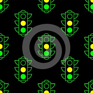 Traffic light seamless pattern, simple vector sign