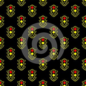 Traffic light seamless pattern, simple vector sign