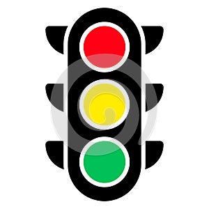 Traffic light signal vector icon. Traffic control light. Signal with red, yellow and green color flat icon for apps and websites.