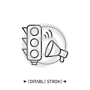 Traffic light sound line icon. Editable vector